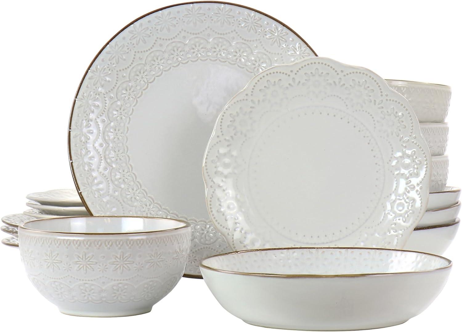 Elama 16 Piece Stoneware Dinnerware Set - Service for 4