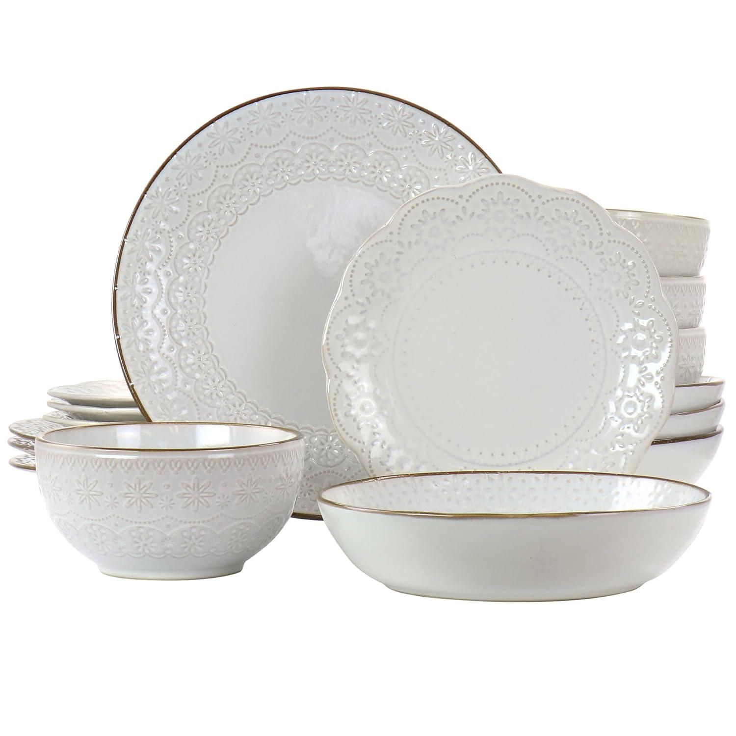 Elama 16 Piece Stoneware Dinnerware Set - Service for 4