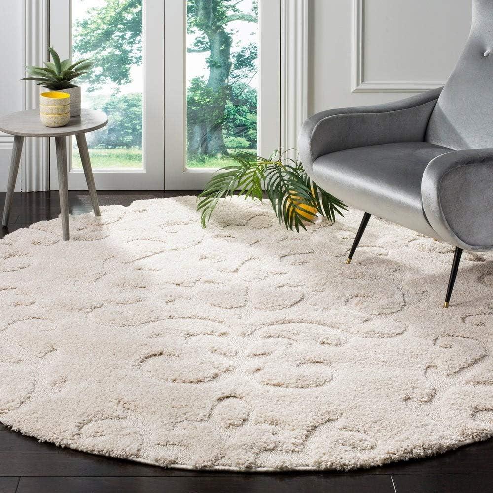 Florida Shag SG470 Power Loomed Indoor Accent Rug - Creme/Creme - 3'3"x5'3" - Safavieh