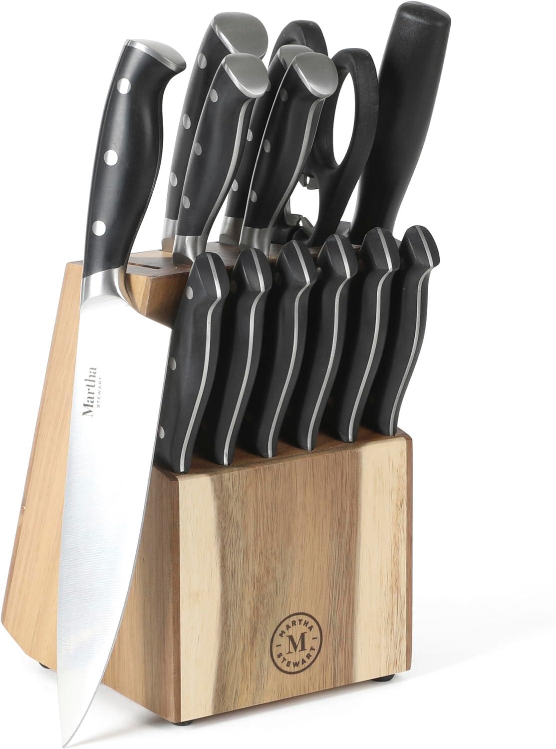 Martha Stewart Martha Stewart Stainless Steel 14 Piece Cutlery And Knife Block Set In Black