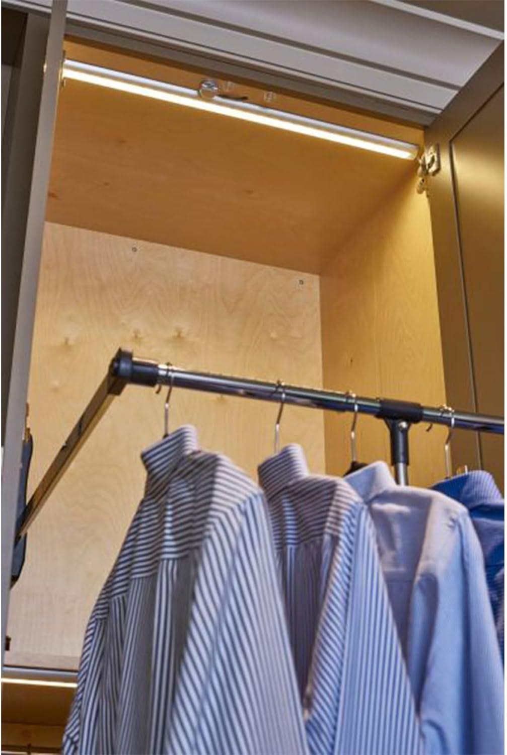 Rev-A-Shelf 26"-35" Pull Down Adjustable Side Mounted Closet Rod for Kitchen/ Bathroom Cabinets with Telescoping Handle & Hardware, Chrome, CPDR-2635