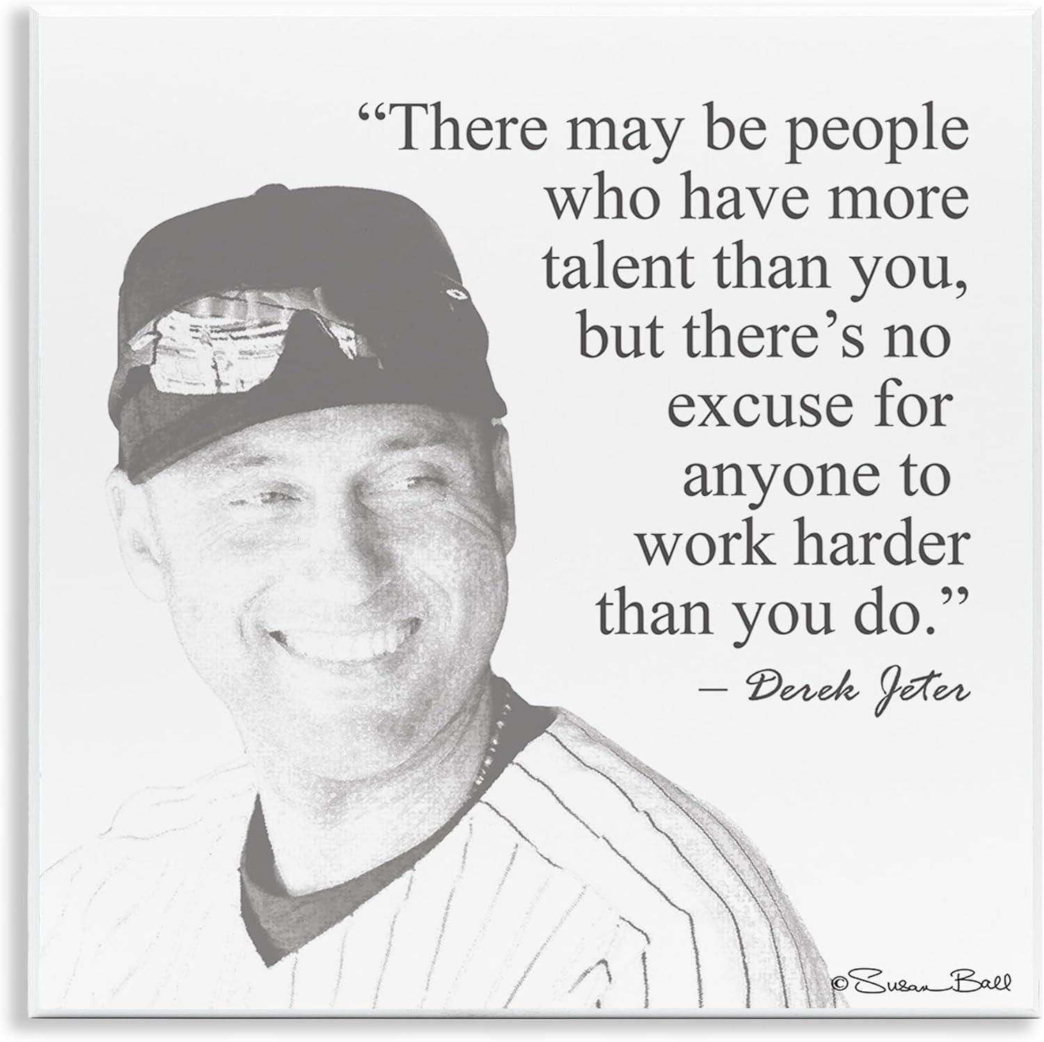 Stupell Industries Work Hard Derek Jeter Quote, 12" x 12"