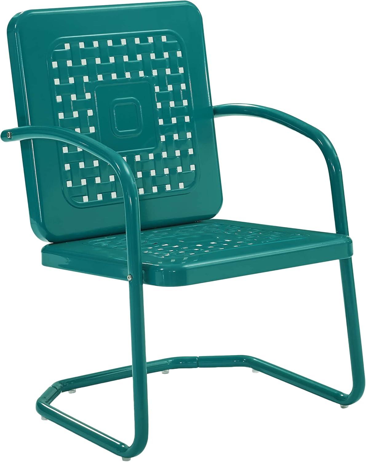 Vintage Turquoise Retro Metal Outdoor Armchair Set