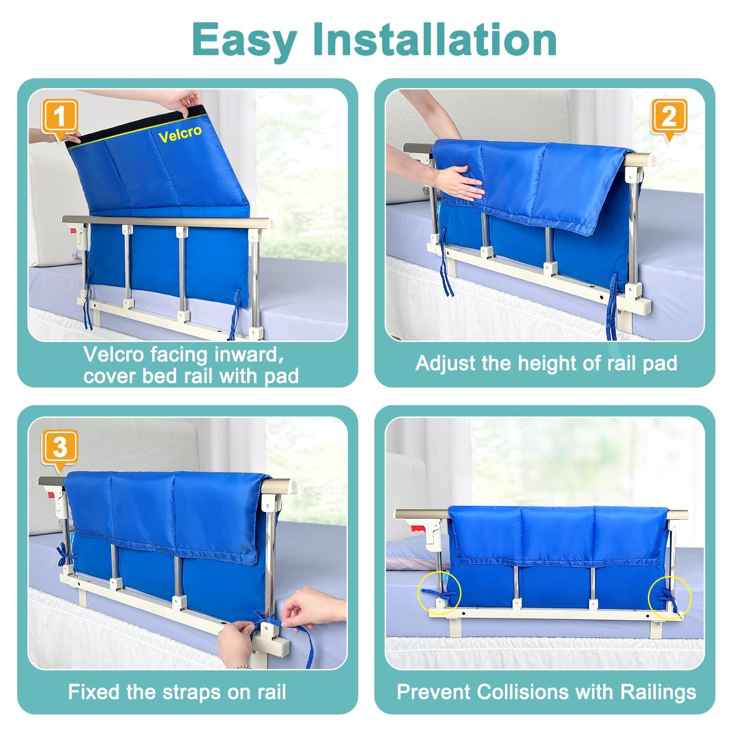 Bed Rail Covers for Hospital Bed Elderly Adults Bumper Seniors Guard Rail Bumpers Pads Bed Protector Side Padded Cover Bed Rail Padding Rails Not Included, Padded Cover Only (32x12inch, 2 PCS)