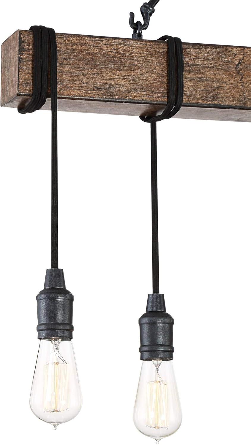 Possini Euro Design Tomas Black Wood Grain Island Pendant Chandelier 42 1/4" Wide Farmhouse Industrial Rustic 8-Light Fixture for Dining Room Kitchen