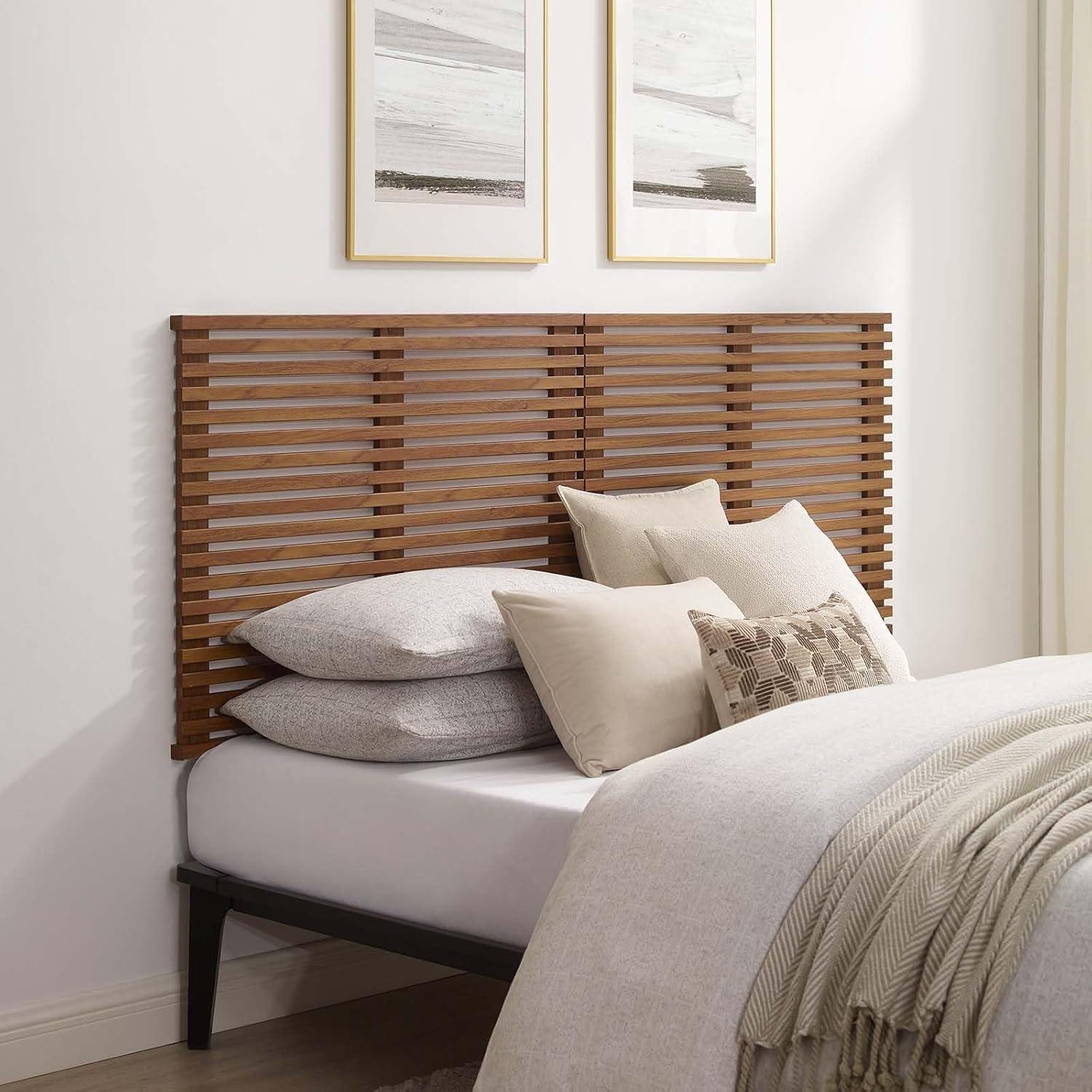 Modway Render Wall Mount Modern Wood King Headboard in Walnut