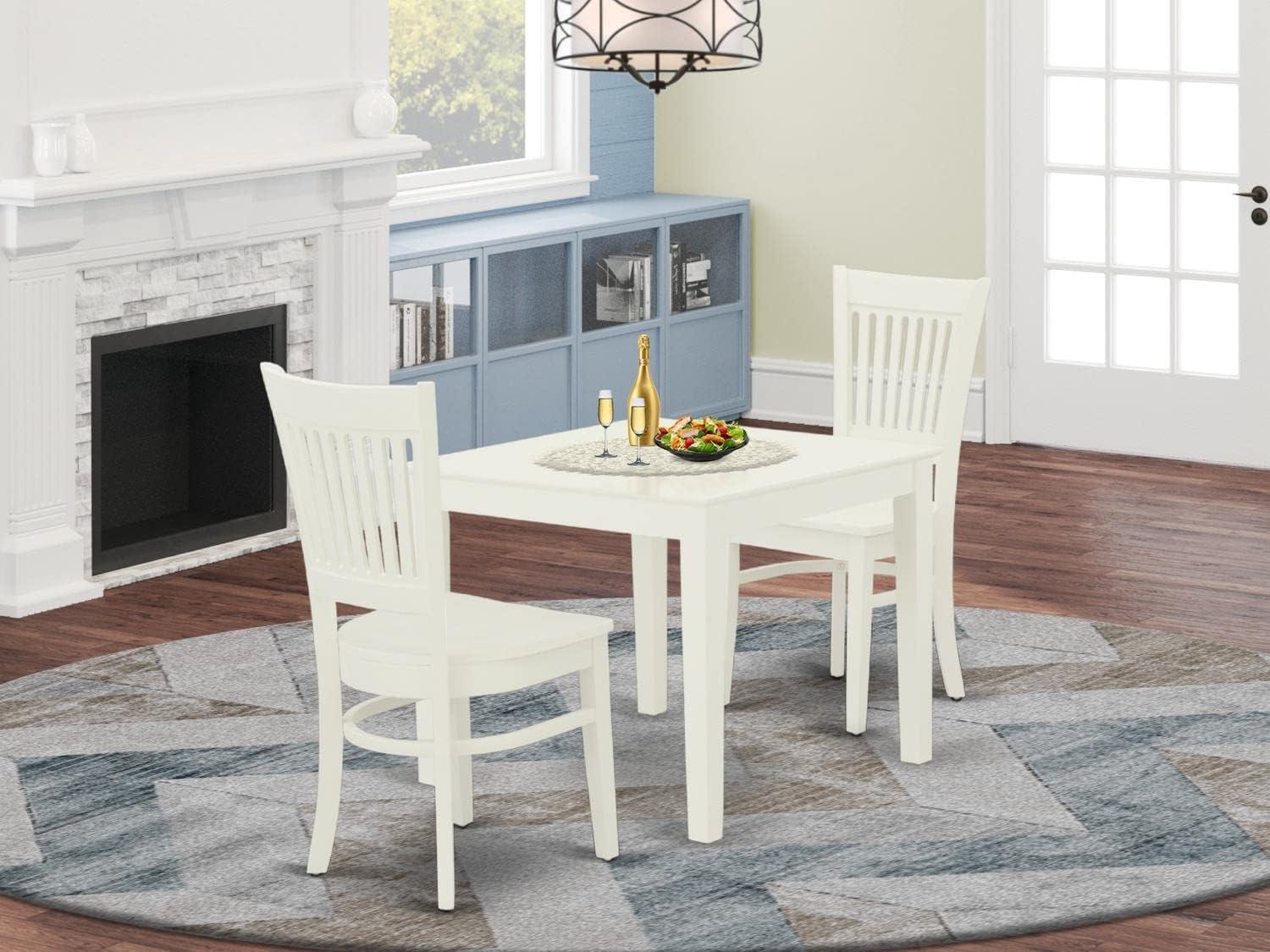 Linen White 3-Piece Rubber Wood Dining Set