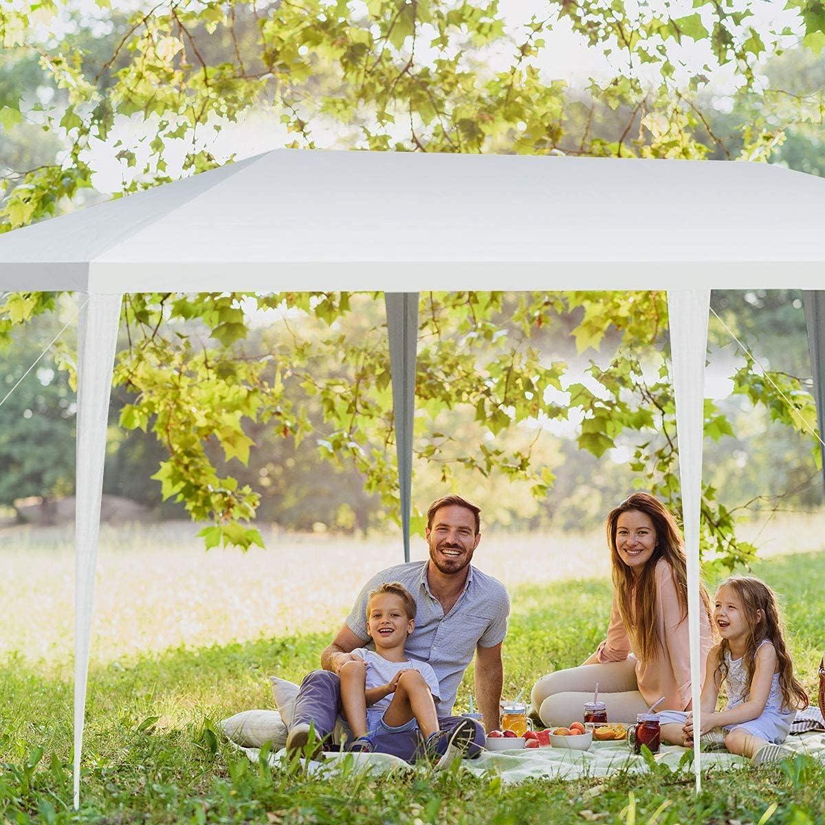 10 x 20 Feet Canopy Tent, Wedding Canopy with Wind Rope, Outdoor Shelter Pavilion for Parties, Commercial Activity, Camping, Heavy Duty White Party Tent for Family Friends