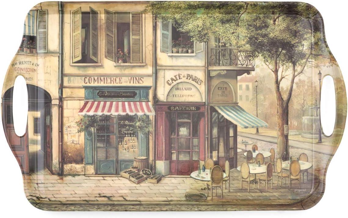 Pimpernel Parisian Scene Large Melamine Hndld Tray 18.9 X11.6"