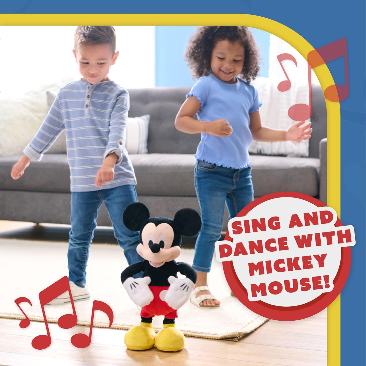 Disney Junior Mickey Mouse Hot Diggity Dance Mickey Feature Plush Stuffed Animal, Motion, Sounds, and Games Baby and Toddler Toys