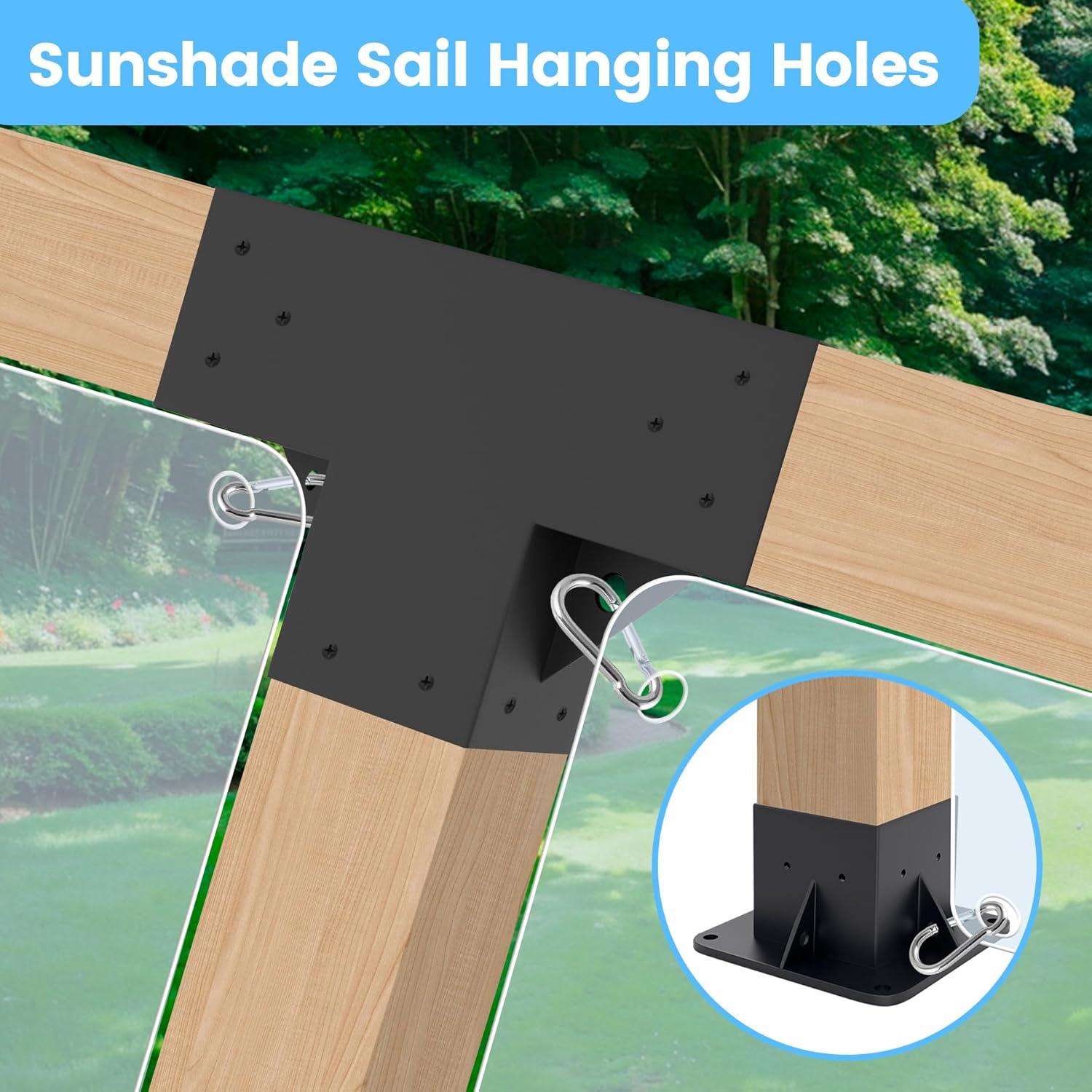 Pergola Kit Elevated Wood Stand Kit Woodwork for 4"x 4" (Actual 3.5" x 3.5"), Wooden Gazebo Kit for 3-Way Pergola Brackets with Pergola Base Brackets - Includes Screws