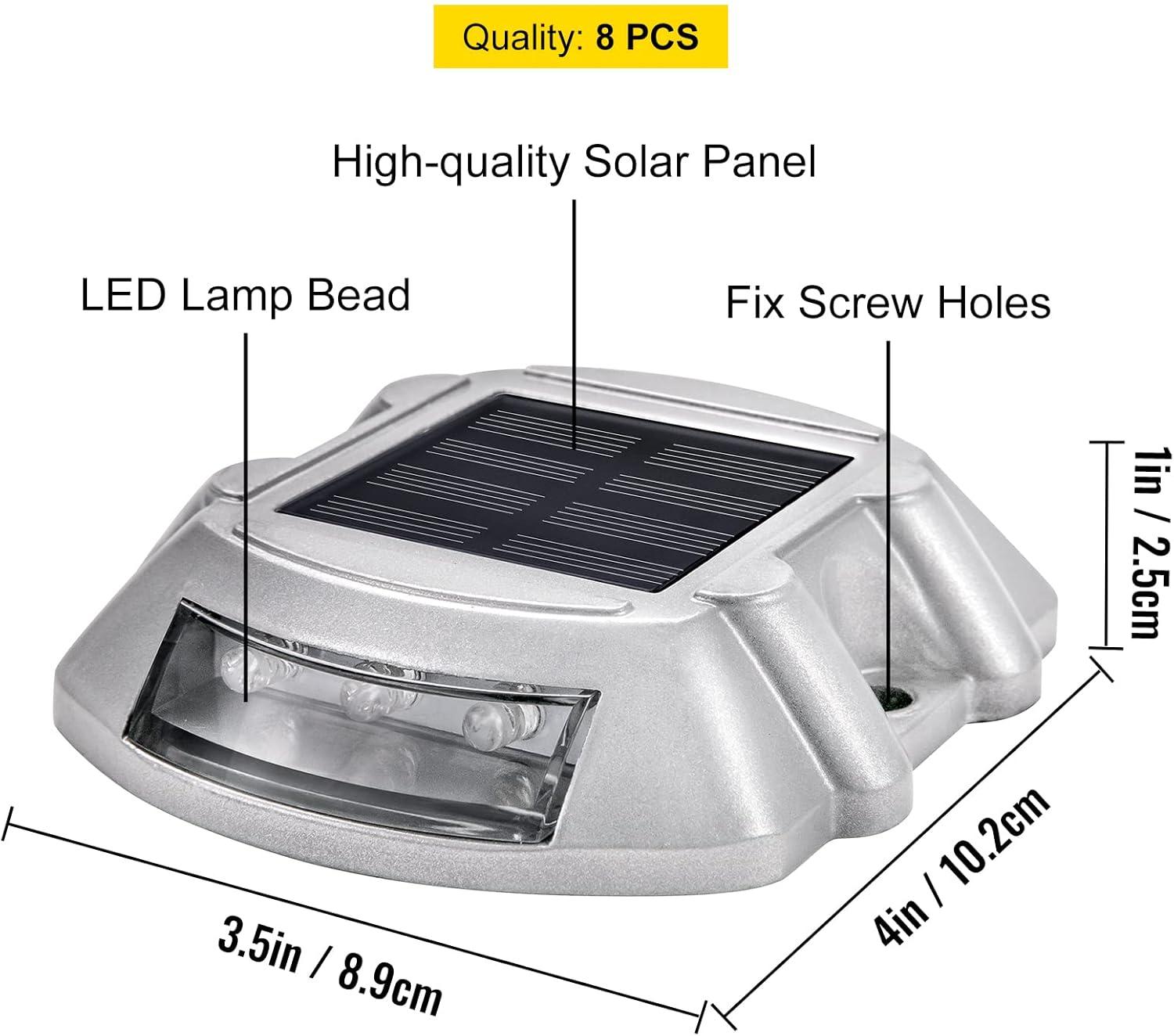 Solar Dock Lights Low Voltage Solar Powered Integrated LED Metal Pathway Light Pack (Set of 8)