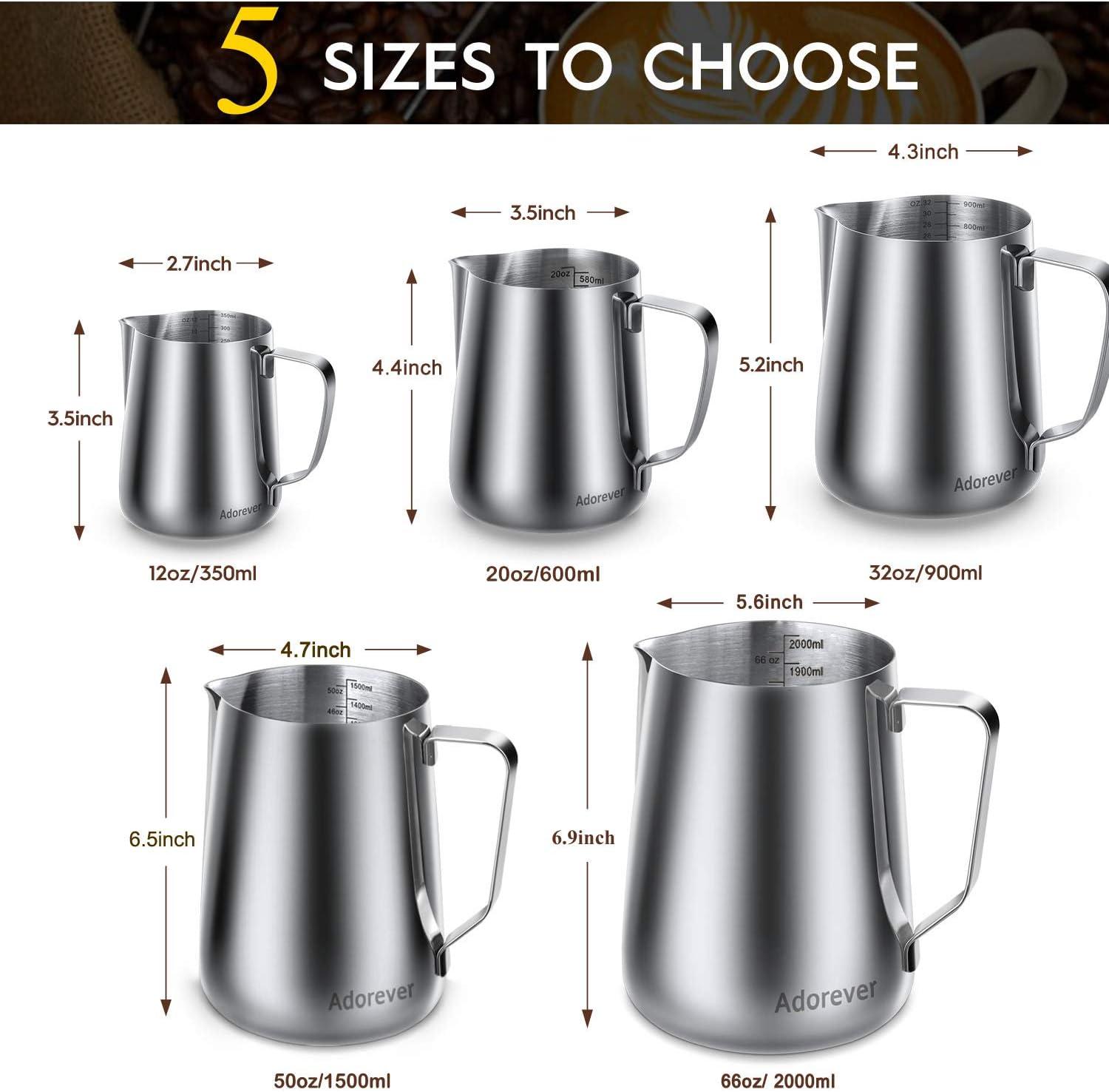 Milk Frothing Pitcher, 20oz Stainless Steel Milk Frother Cup Steaming Pitcher, Coffee Bar Cappuccino Espresso Machine Accessories Barista Tools, Metal Pitcher Milk Jug with Decorating Latte Art Pen