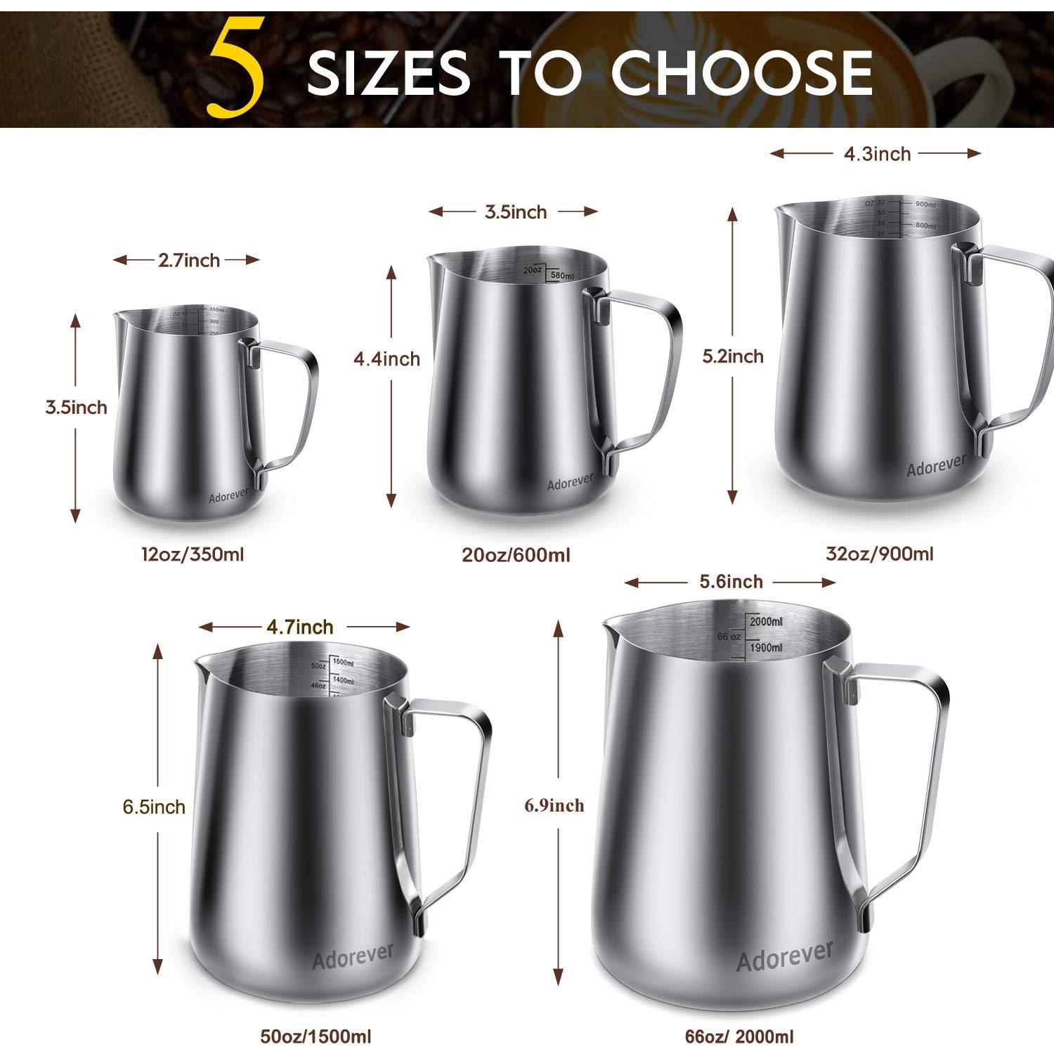 Milk Frothing Pitcher, 20oz Stainless Steel Milk Frother Cup Steaming Pitcher, Coffee Bar Cappuccino Espresso Machine Accessories Barista Tools, Metal Pitcher Milk Jug with Decorating Latte Art Pen