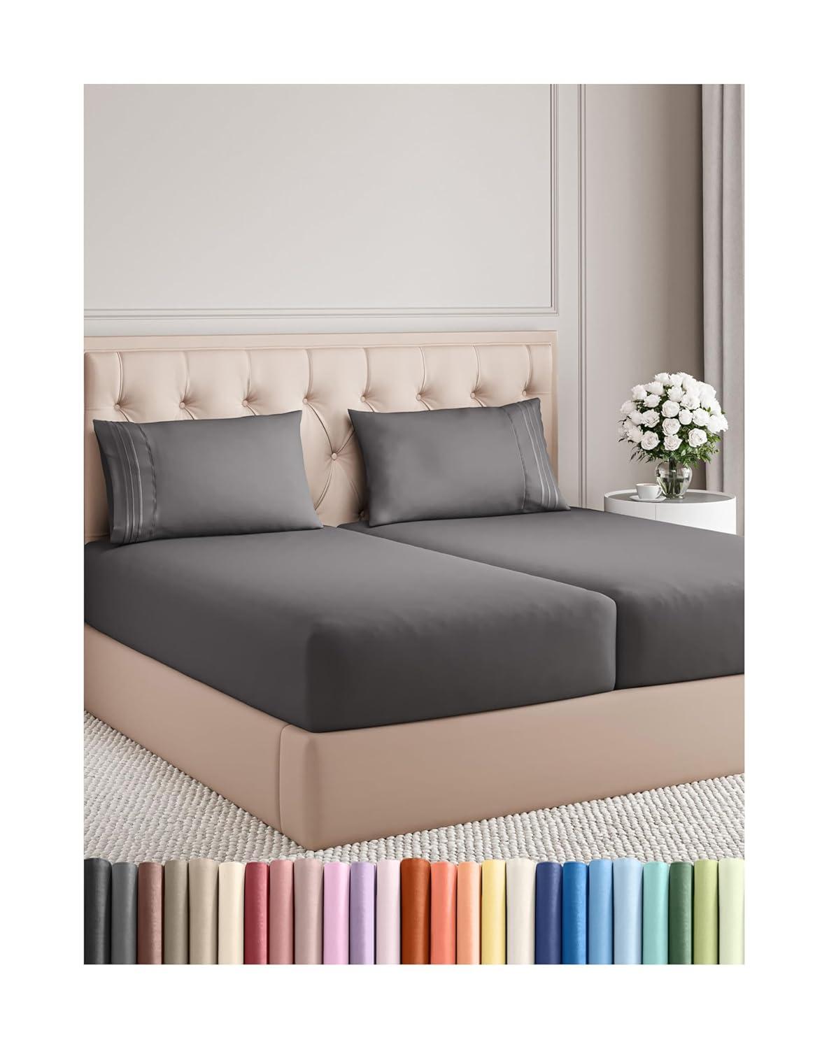 CGK Linens 5 Piece Microfiber Sheet Set in Dark Grey, Size Split King