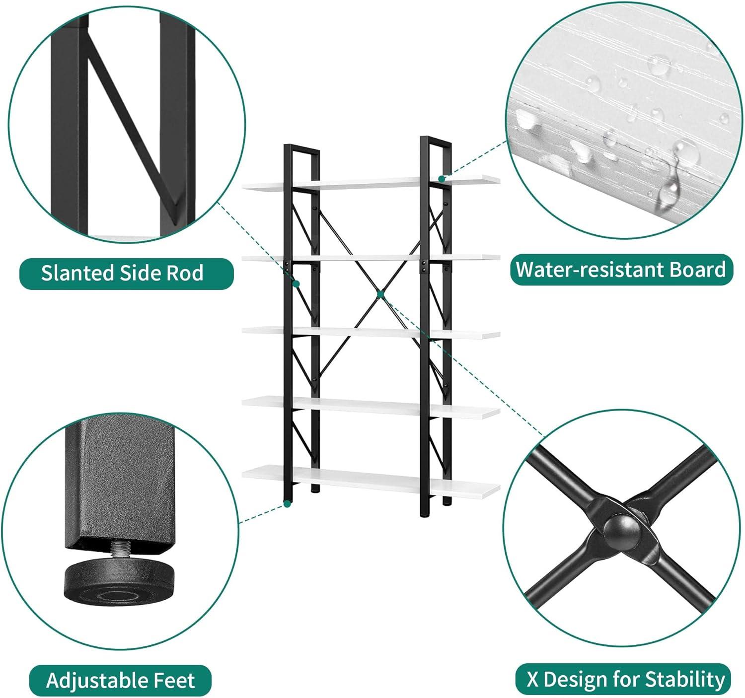YITAHOME 5 Tier Bookshelf, Freestanding 5 Shelf Bookcases and Bookshelves, Modern Minimalist Furniture Open Display Storage Shelves Books Organizer for Living Room Bedroom Home Office