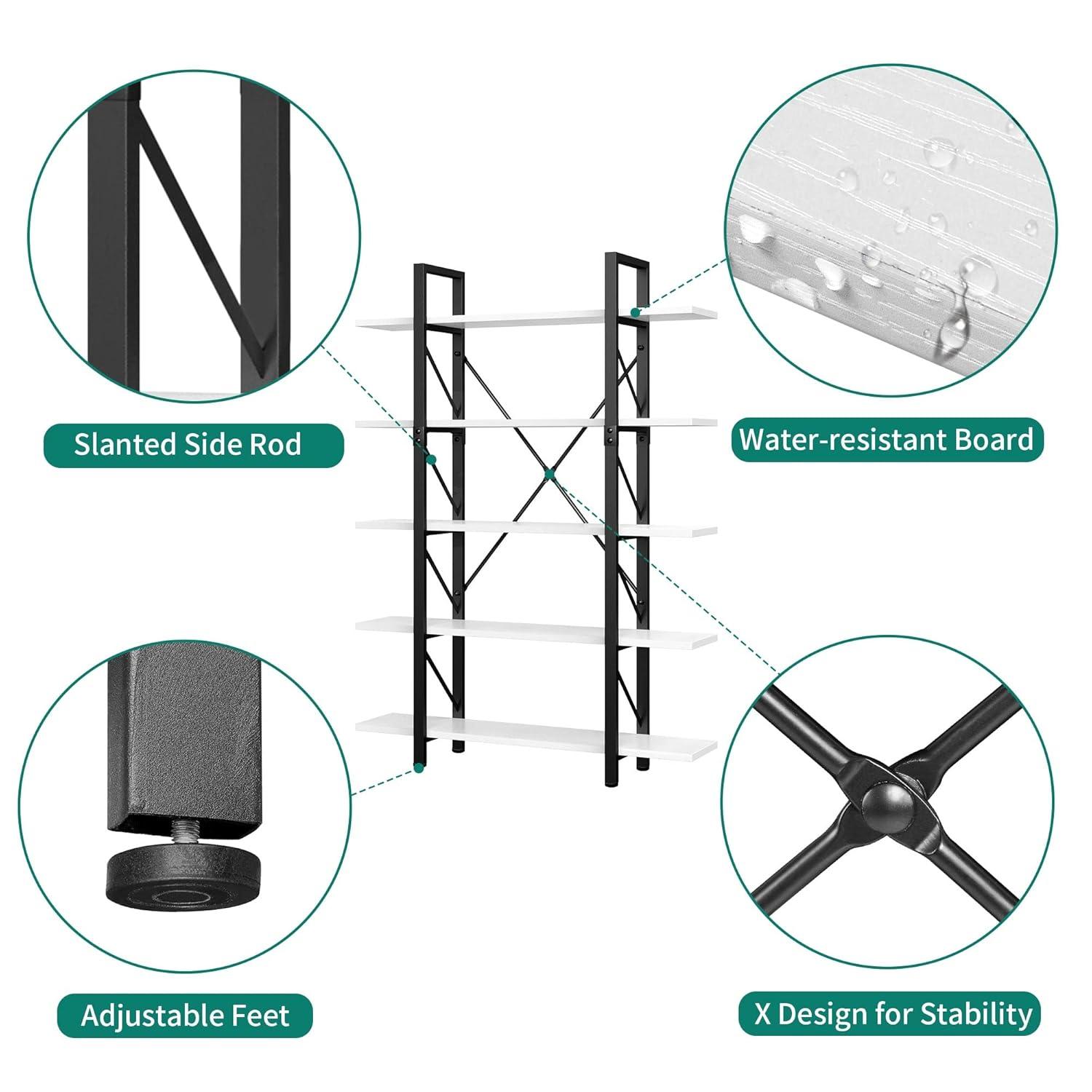 YITAHOME 5 Tier Bookshelf, Freestanding 5 Shelf Bookcases and Bookshelves, Modern Minimalist Furniture Open Display Storage Shelves Books Organizer for Living Room Bedroom Home Office