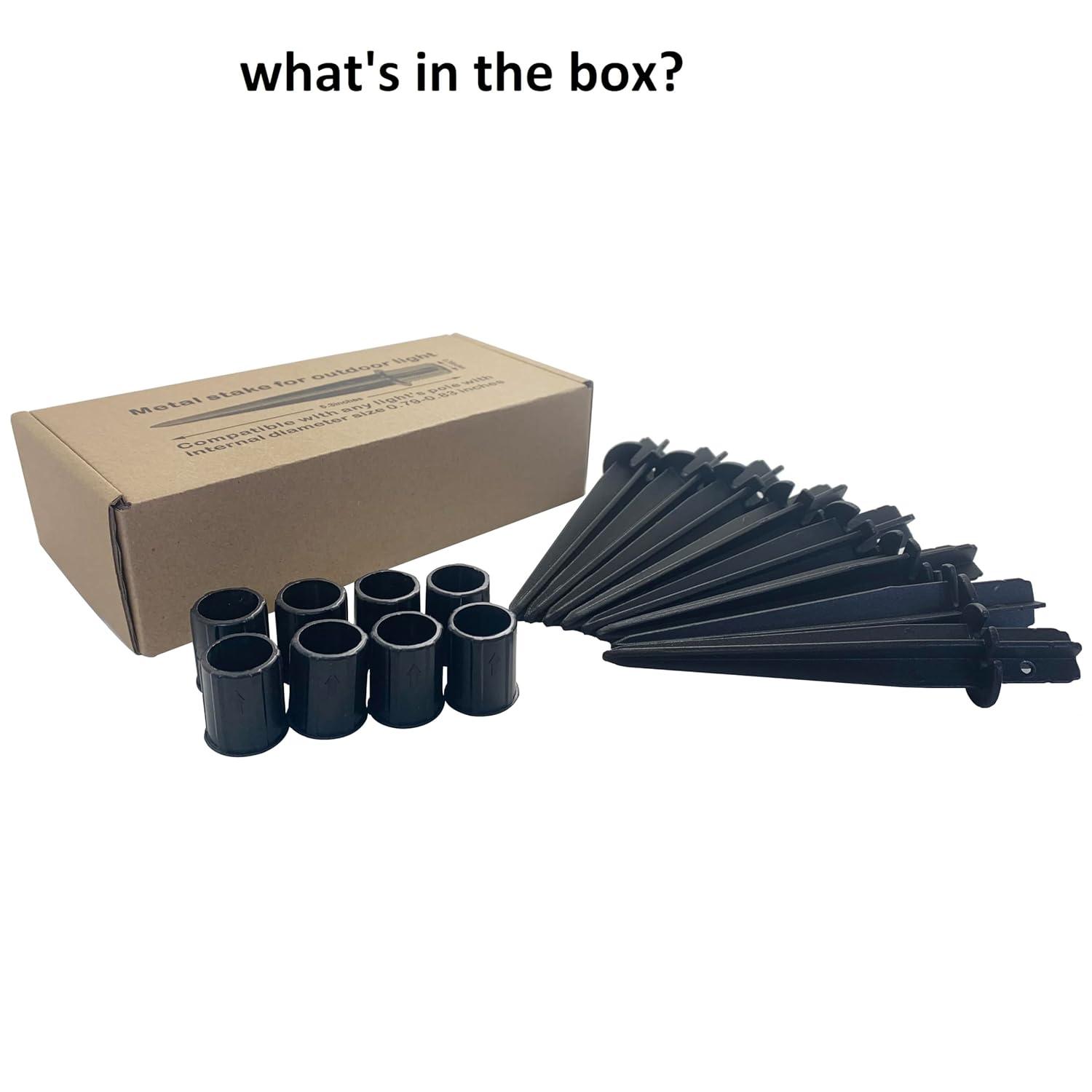 8 Pack Metal Stake Solar Lights Replacement Spike - Outdoor Ground Stakes for Garden Lights Landscape Yard Pathway Patio Lamps Pole, 0.78 * 5.3 inch