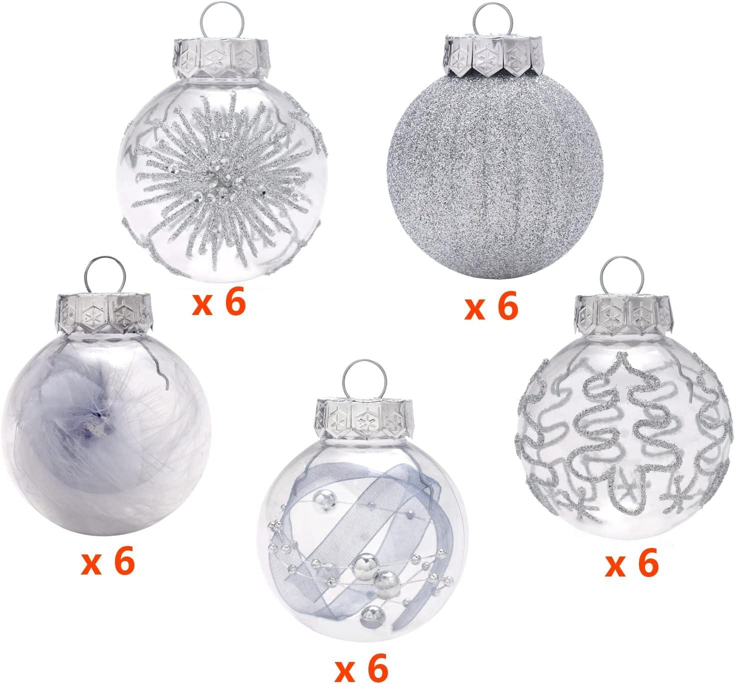 Champagne Gold and Clear Shatterproof Christmas Ball Ornaments Set