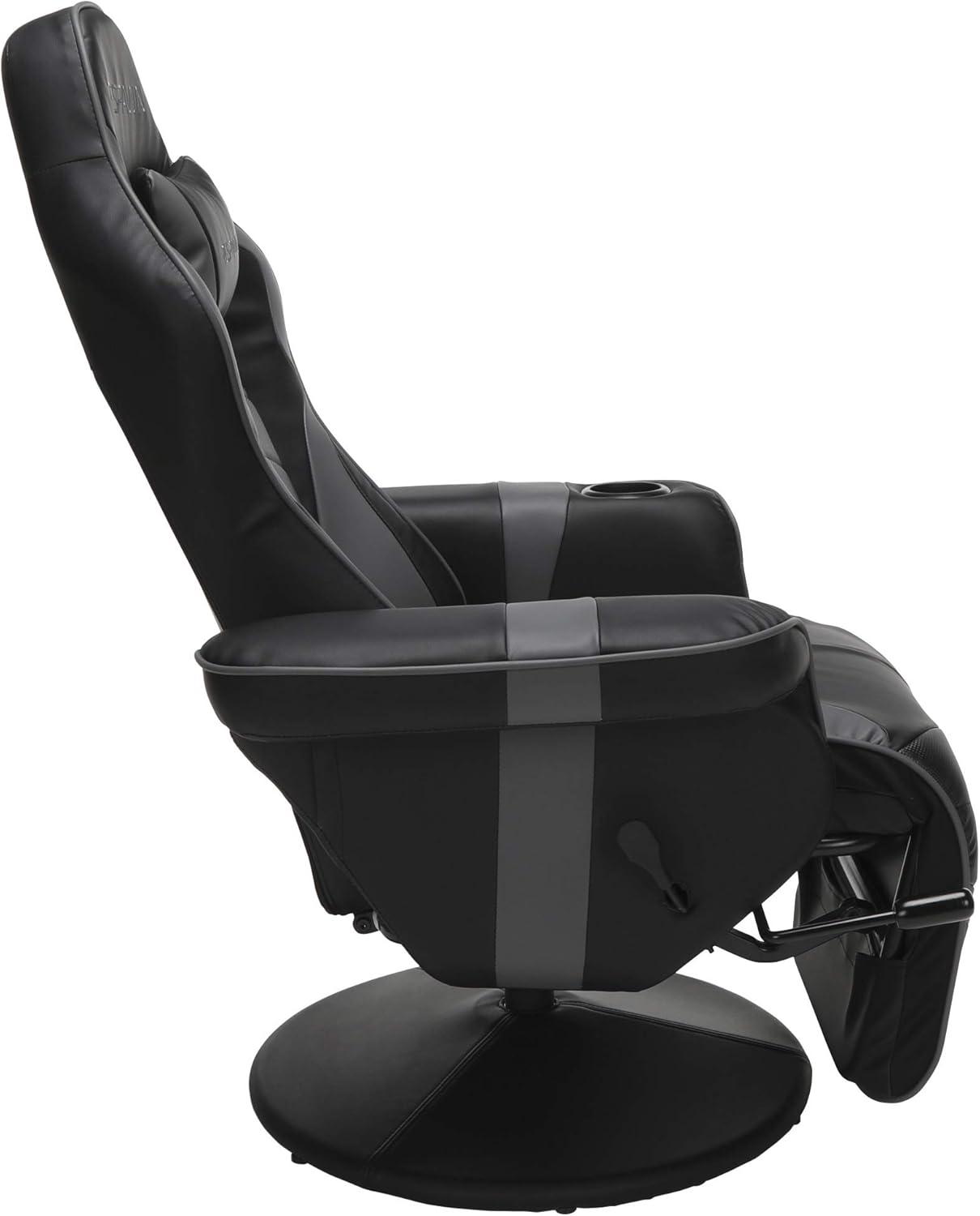 Gray Racing Style Gaming Recliner with Footrest and Cup Holder