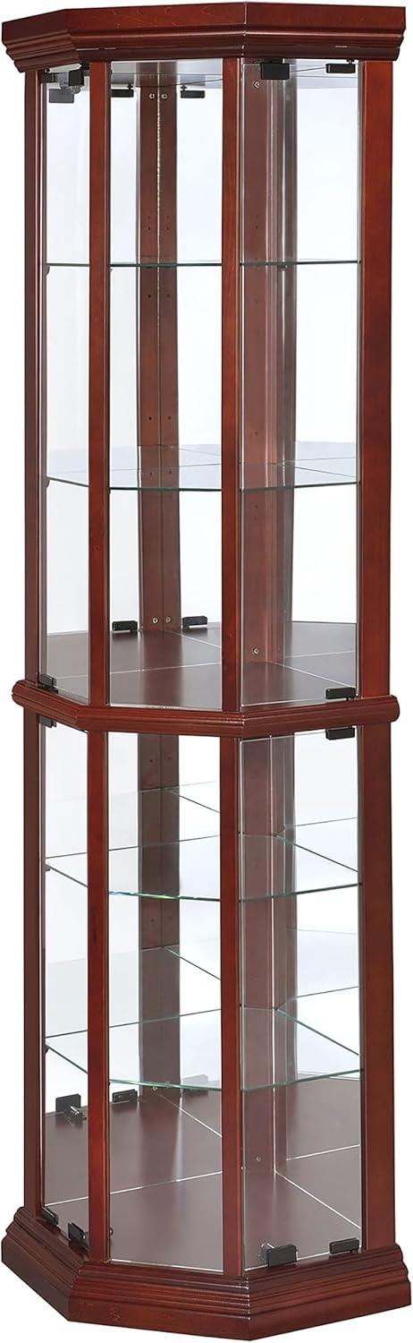 Coaster Appledale Traditional 6 Shelf Corner Curio Cabinet with Glass Doors Medium Brown