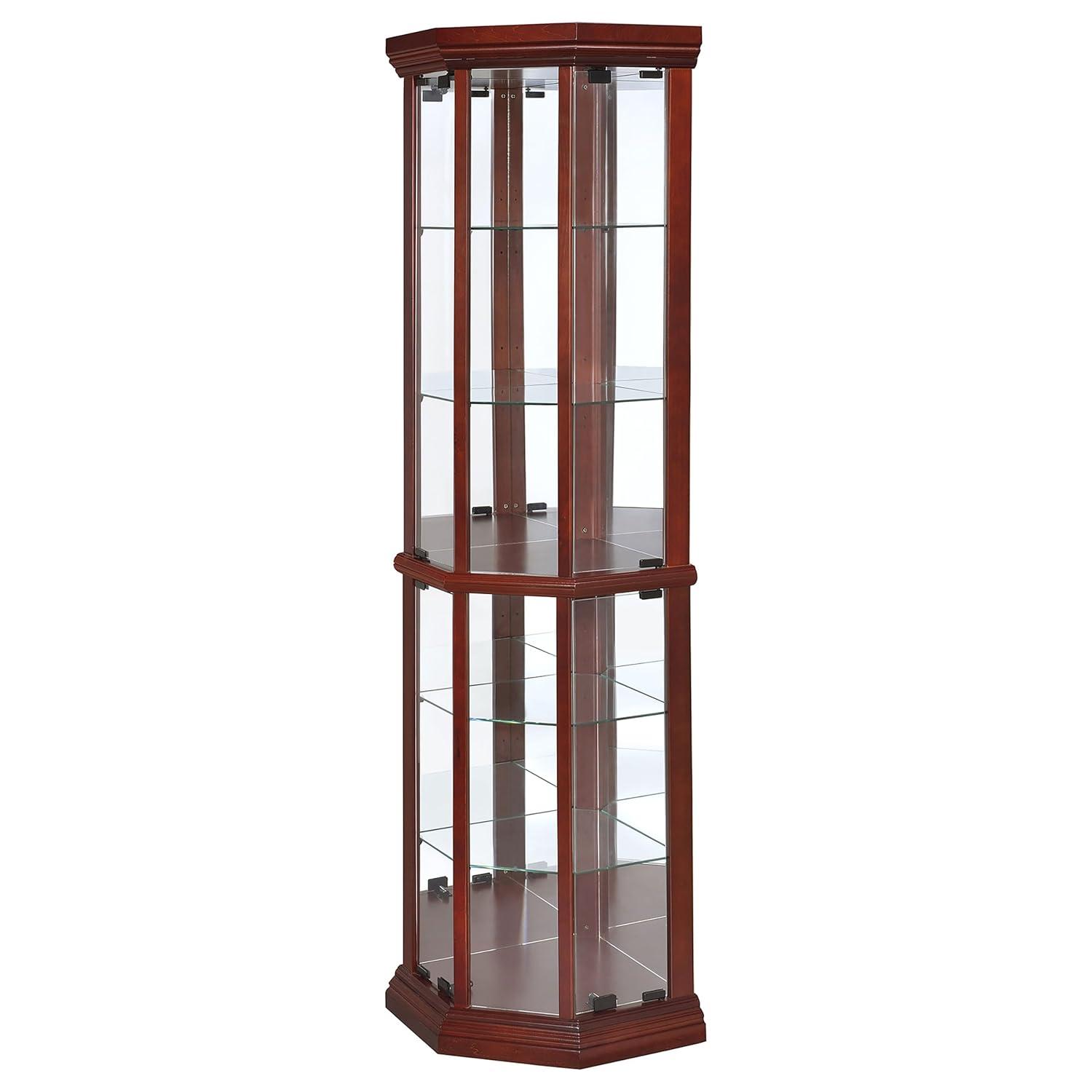 Coaster Appledale Traditional 6 Shelf Corner Curio Cabinet with Glass Doors Medium Brown
