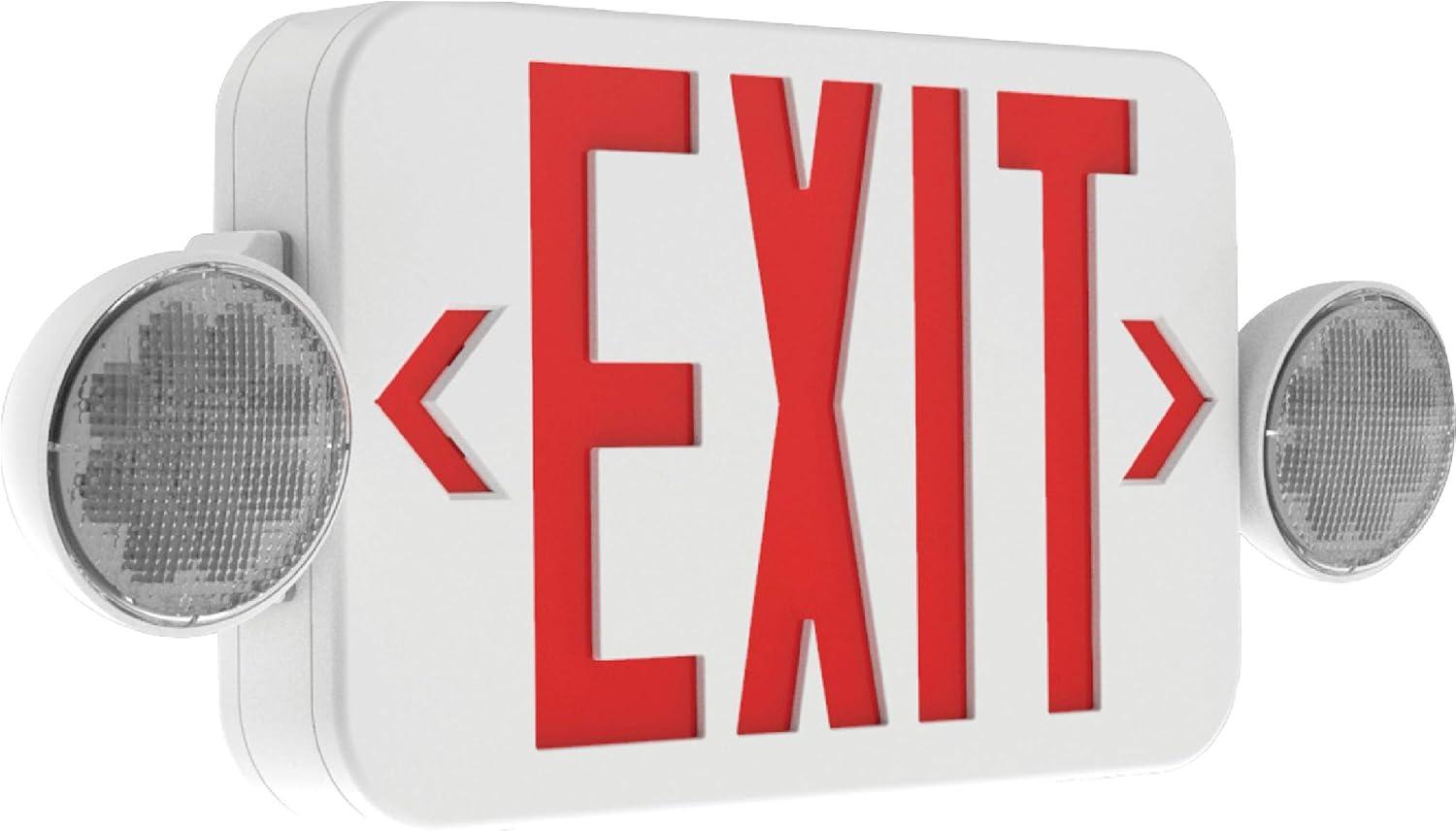 White Plastic LED Exit Sign with Emergency Lights