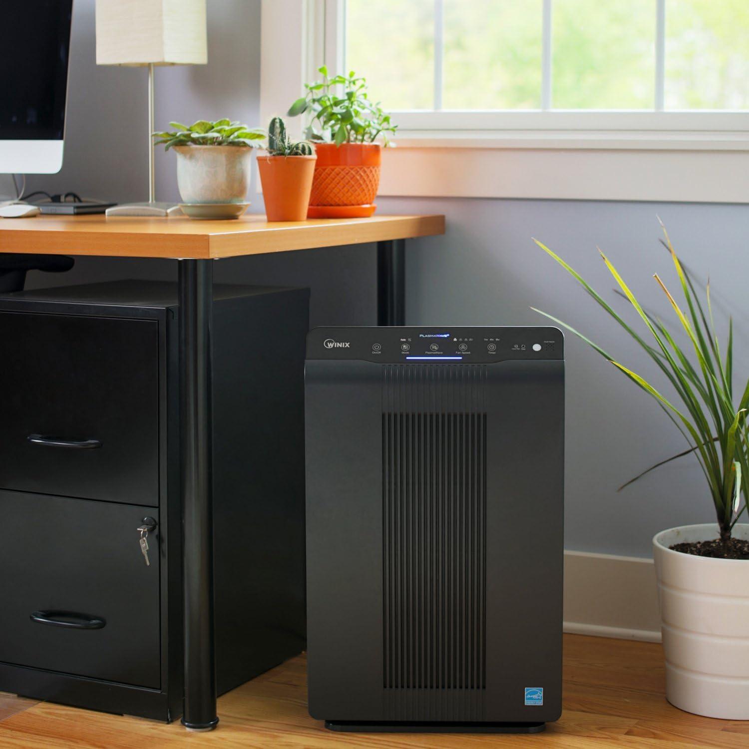 Charcoal Gray Tower Air Purifier with HEPA and Carbon Filters