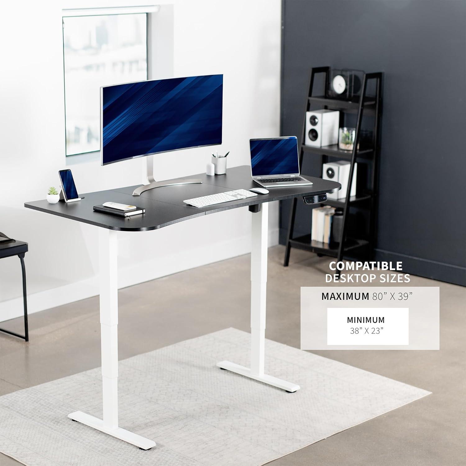 VIVO White Electric Stand Up Desk Frame Single Motor Standing Height Adjustable