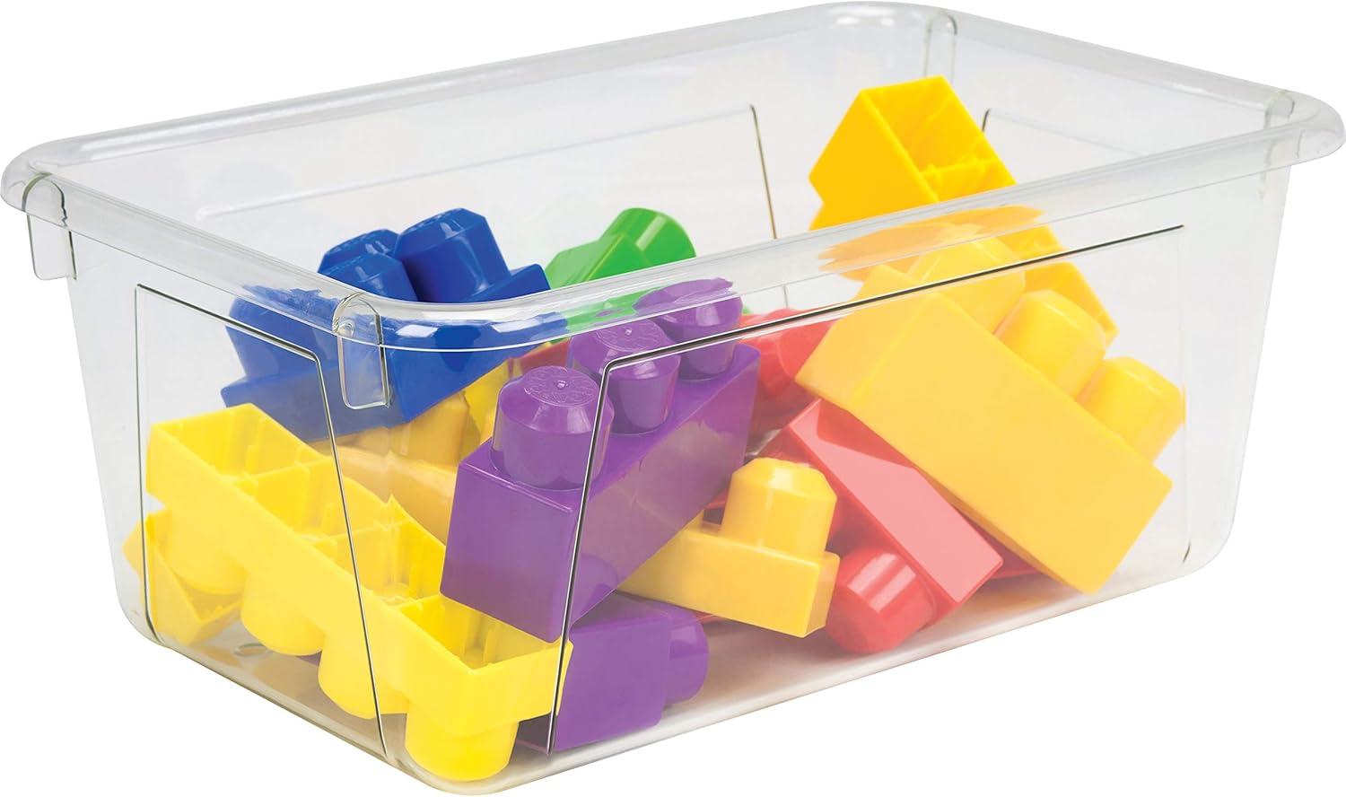 Clear Plastic Kids' Cubby Storage Bins, 5-Pack