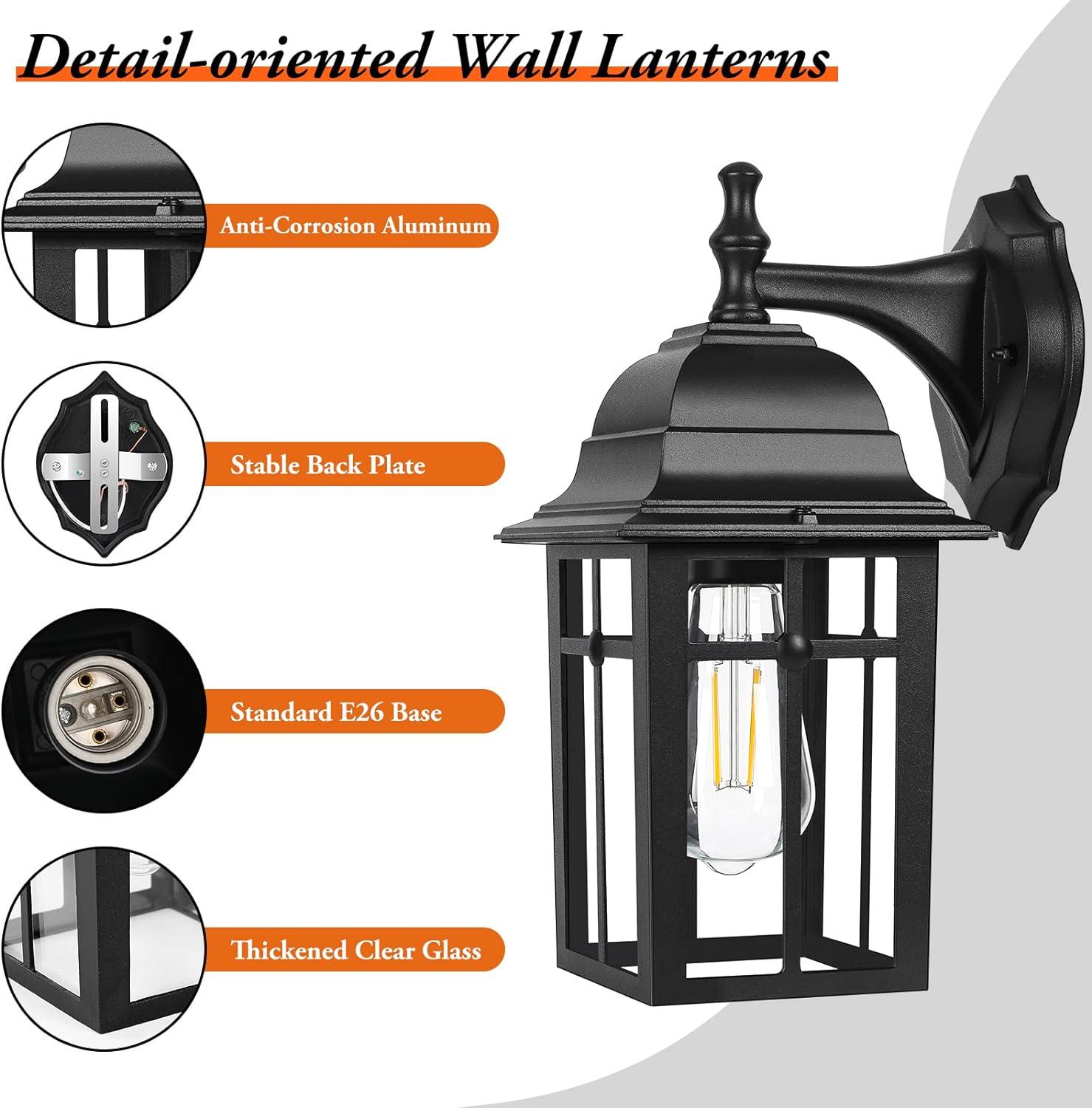 Outdoor Lights Fixtures Wall Sconce 2 Pack Black Porch Lights Outdoor Wall Lantern Decor Aluminum Anti-Rust Exterior Waterproof Outdoor Lights for House Patio Garage Front Door Entryway