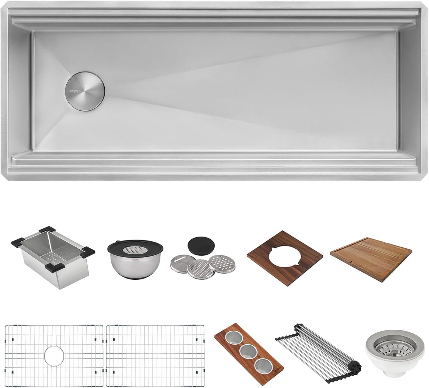 Ruvati 45-inch Stainless Steel Workstation Two-Tiered Ledge Undermount Kitchen Sink