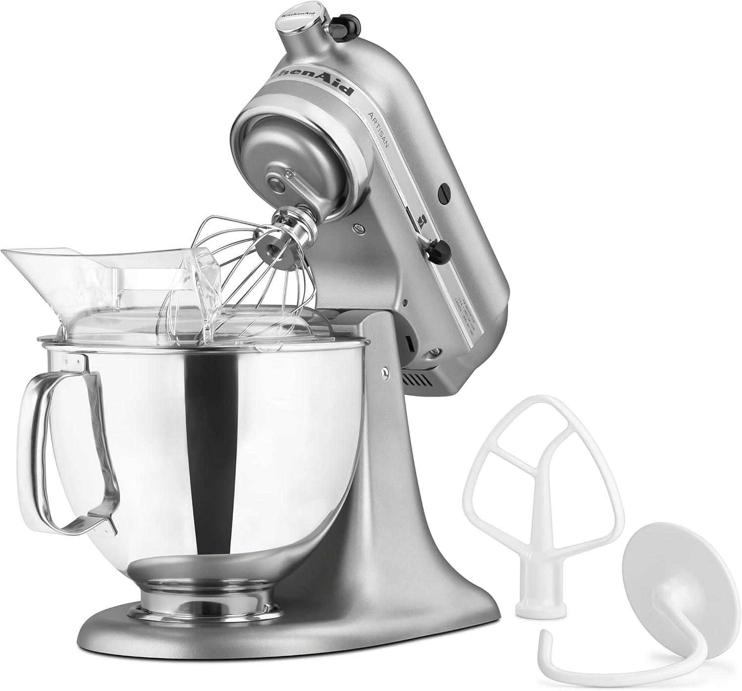 KitchenAid Artisan Series 5qt Tilt-Head 10-Speed Stand Mixer Contour Silver: 325W Metal, 1-Year Warranty, 5qt Capacity