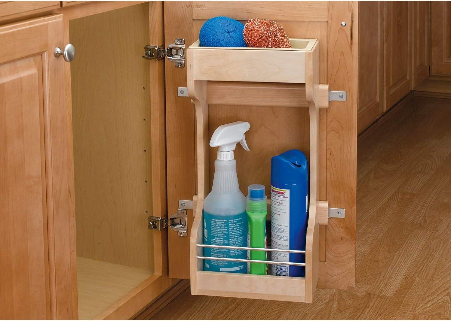 Rev-A-Shelf 4SBSU-15 Door Mount Wood Sink Base Cabinet Storage Organizer with 2-Shelf Storage for 30 Inch Sink Base