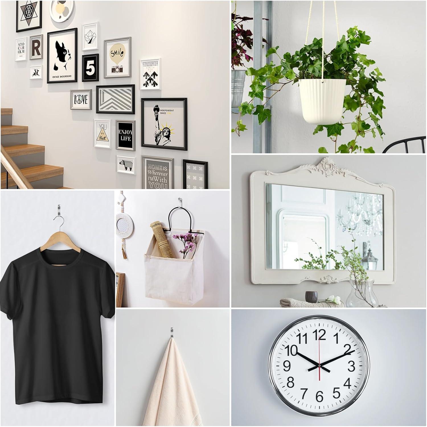 Shinysix Hanging Hook,20lb/30lb/50lb Heavy Duty Heavy Duty Picture Kit 20lb/30lb/50lb Heavy Mirror Decoration Silver Canvas Mirror Decoration Duty Picture Nails 184PCS Picture Kit Frame Canvas Mirror