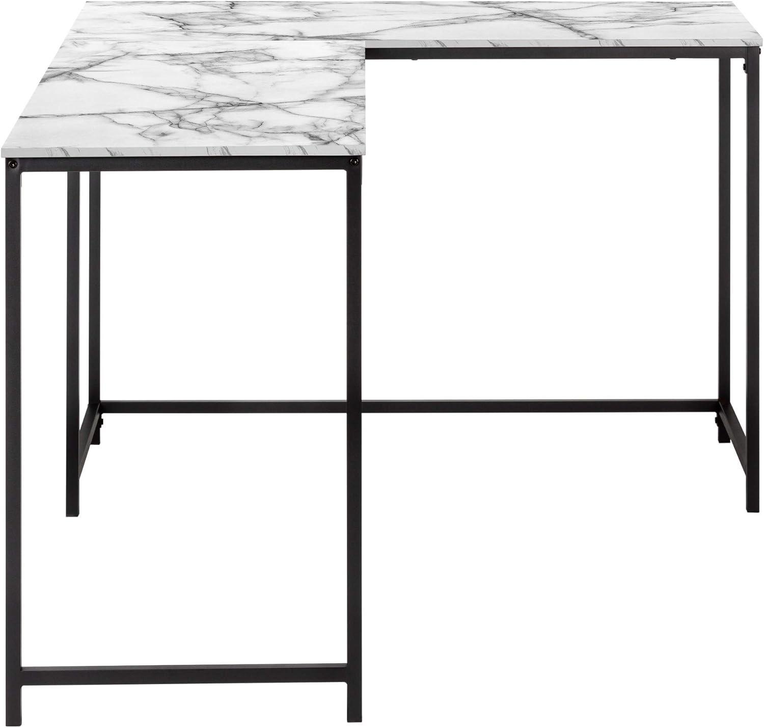 Monarch Specialties Computer Desk Home Office Corner 58InchL L Shape Work Laptop Metal Laminate White Marble Look Black Contemporary Modern