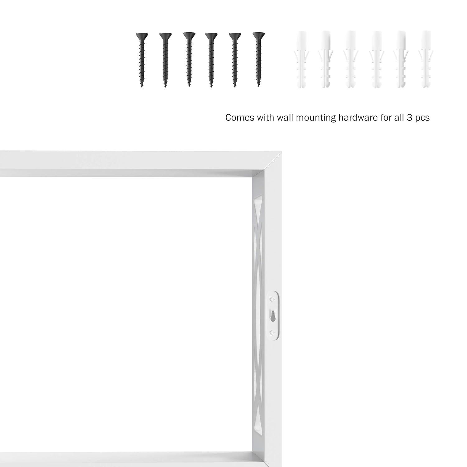 Floating Shelves - Open Cube Wall Shelf Set with Hidden Brackets, 3 Sizes to Display Décor, Photos, More- Hardware Included by Lavish Home (White)