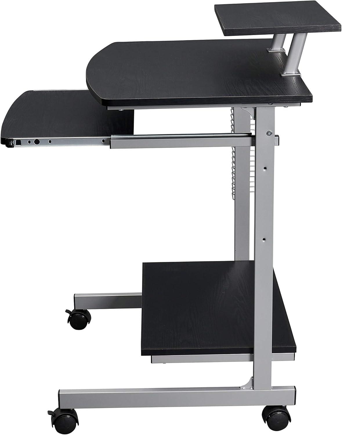 Espresso Compact Workstation Cart with Slide-Out Keyboard Tray