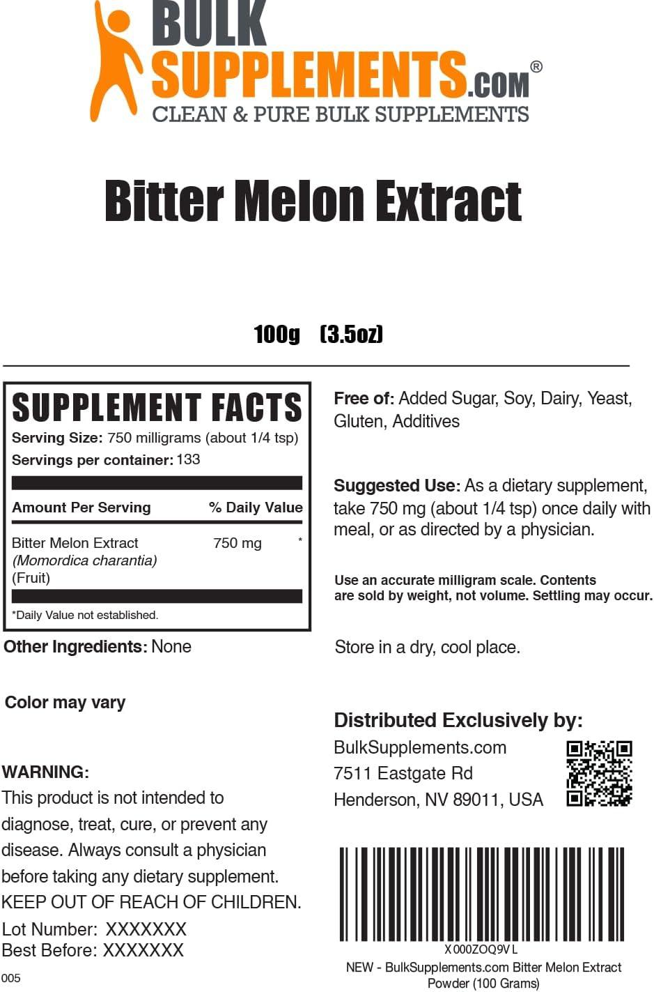 BulkSupplements® Bitter Melon Extract Powder - 750mg per Serving - 100 Grams (3.5 oz) - 133 Servings
