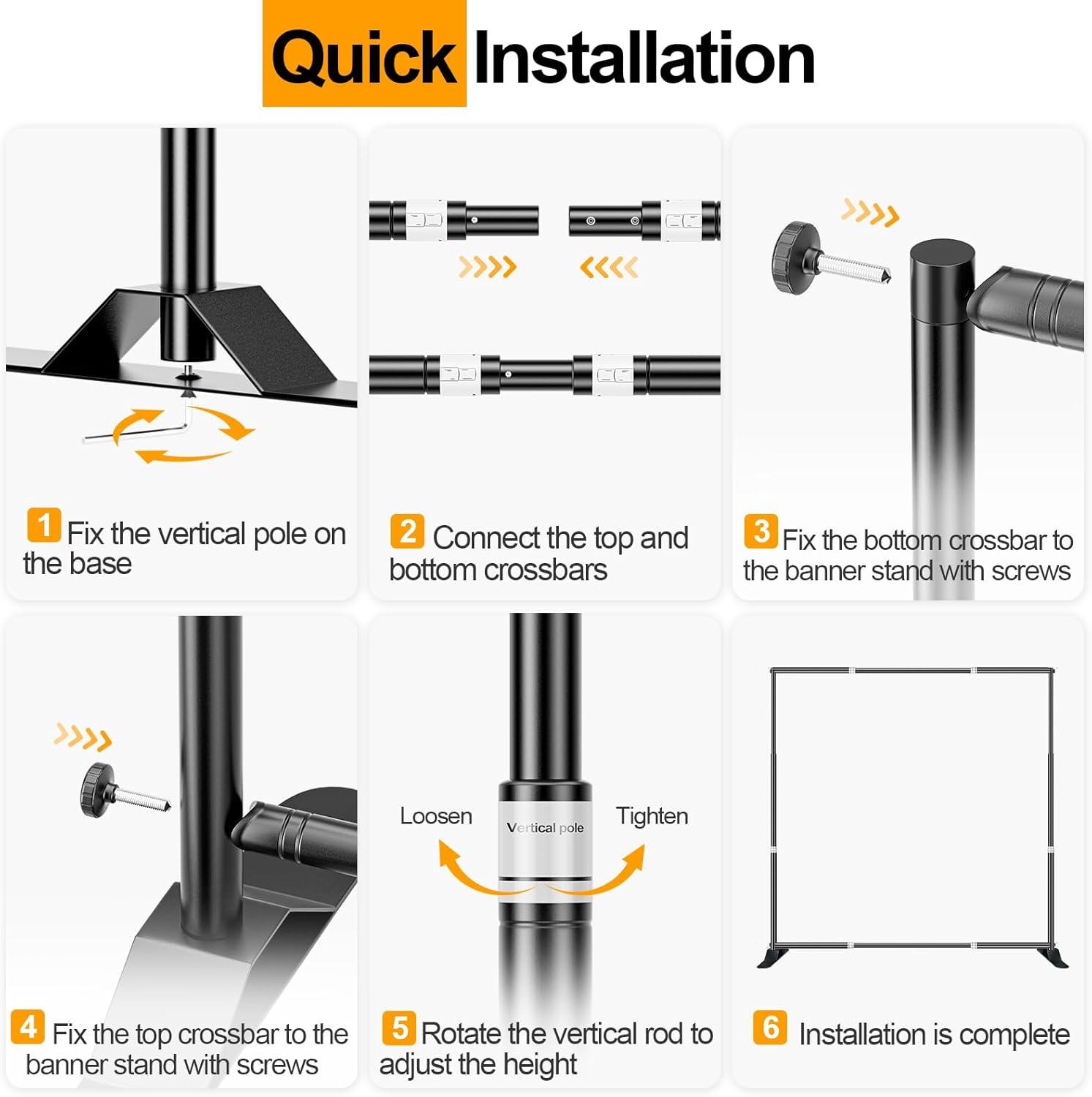 EMART 10x10 ft Heavy Duty Banner Backdrop Stand Kit, Adjustable Frame for Step and Repeat Backdrops, Ideal for Photography, Trade Shows, and Photo Booths