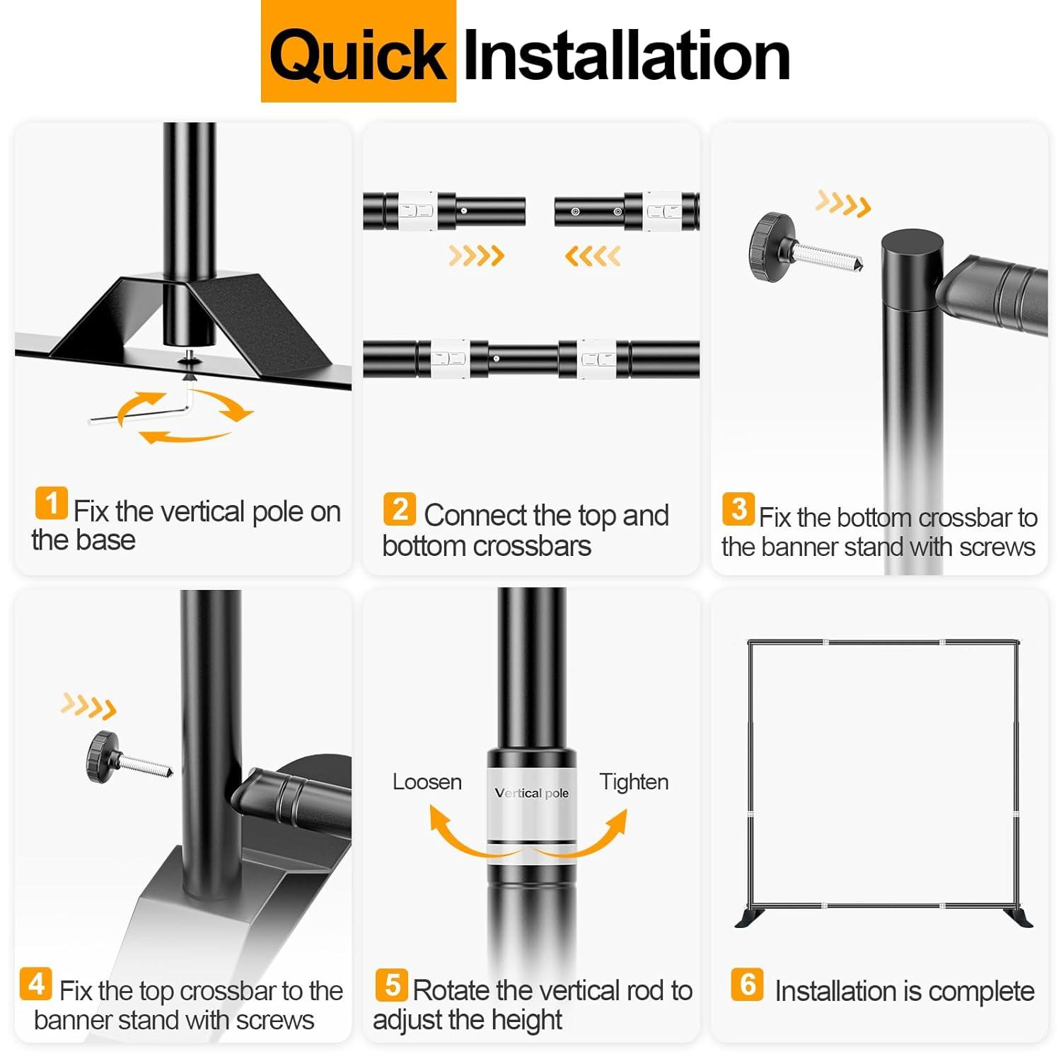 EMART 10x10 ft Heavy Duty Banner Backdrop Stand Kit, Adjustable Frame for Step and Repeat Backdrops, Ideal for Photography, Trade Shows, and Photo Booths
