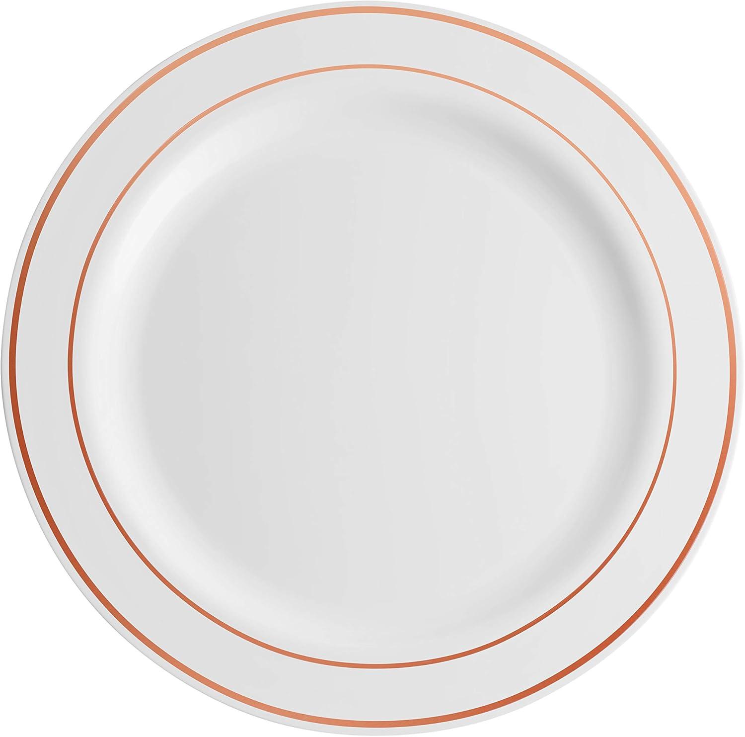 Munfix Rose Gold Rim Plastic Plates Party Supplies Kit for 50 Guests