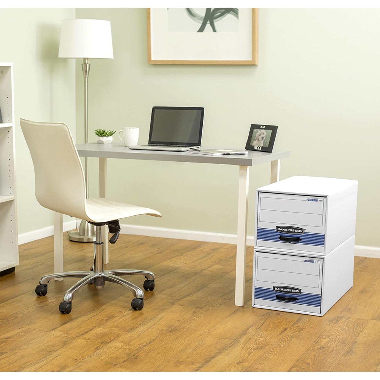 Bankers Box STOR/DRAWER STEEL PLUS Extra Space-Saving Filing Cabinet, Stacks up to 5 High, Legal, 6 Pack (00312) , White