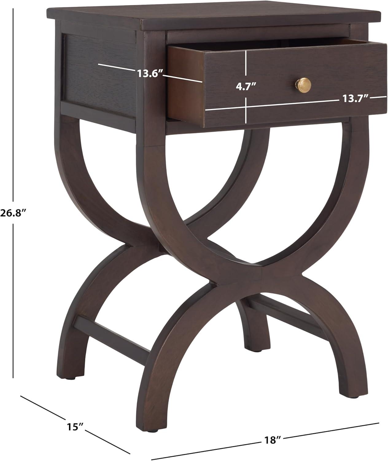 Maxine Accent Table W/ Storage Drawer - Walnut - Safavieh