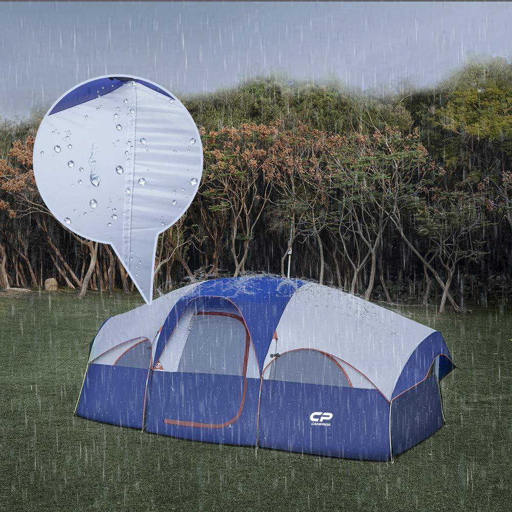 Blue 8-Person Two-Room Three-Season Dome Camping Tent