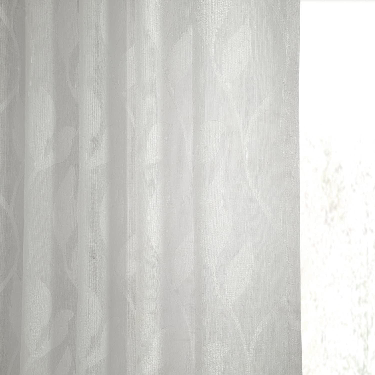 White Sheer Linen-Blend 108" Window Panel