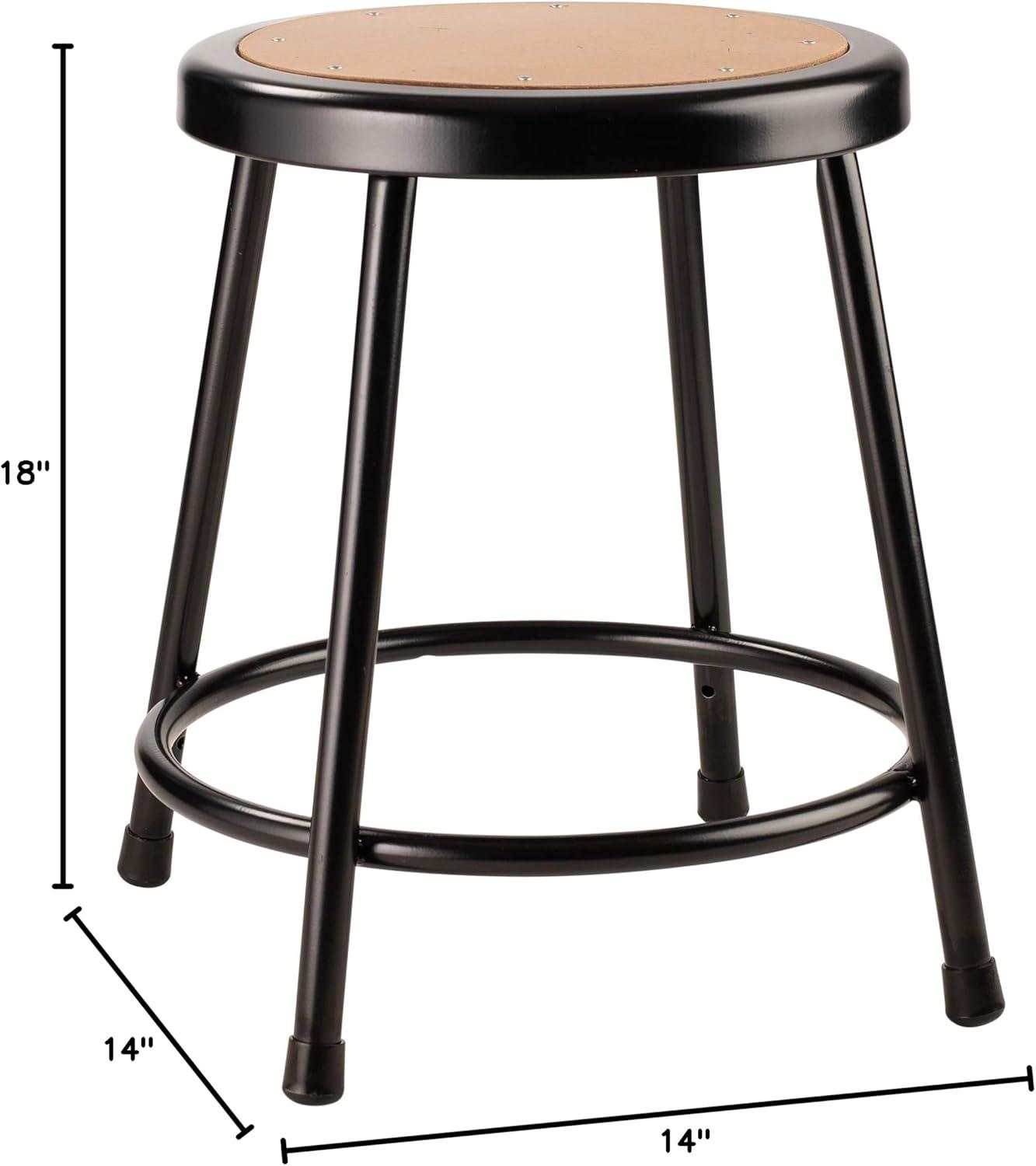 18" Black Metal and Wood Heavy Duty Lab Stools, Set of 5