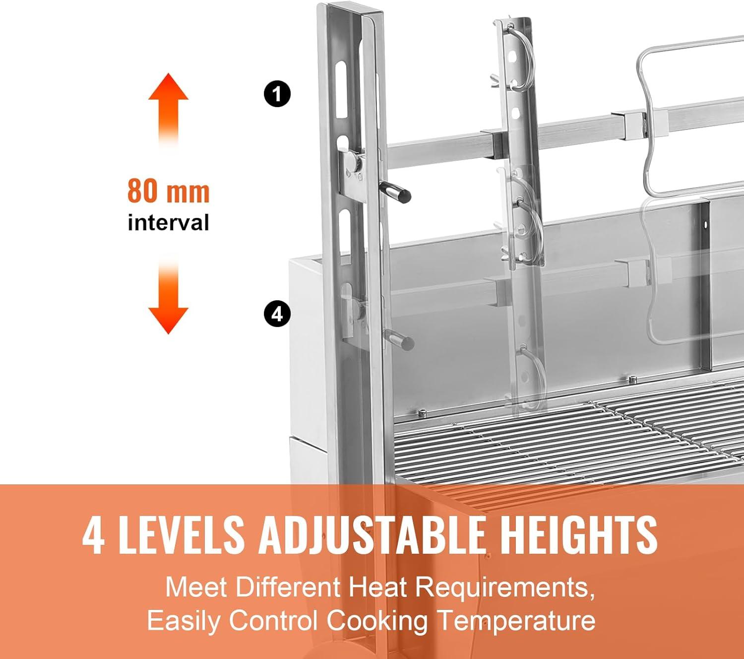 Stainless Steel Rotisserie Grill with Windscreen and Lockable Wheels