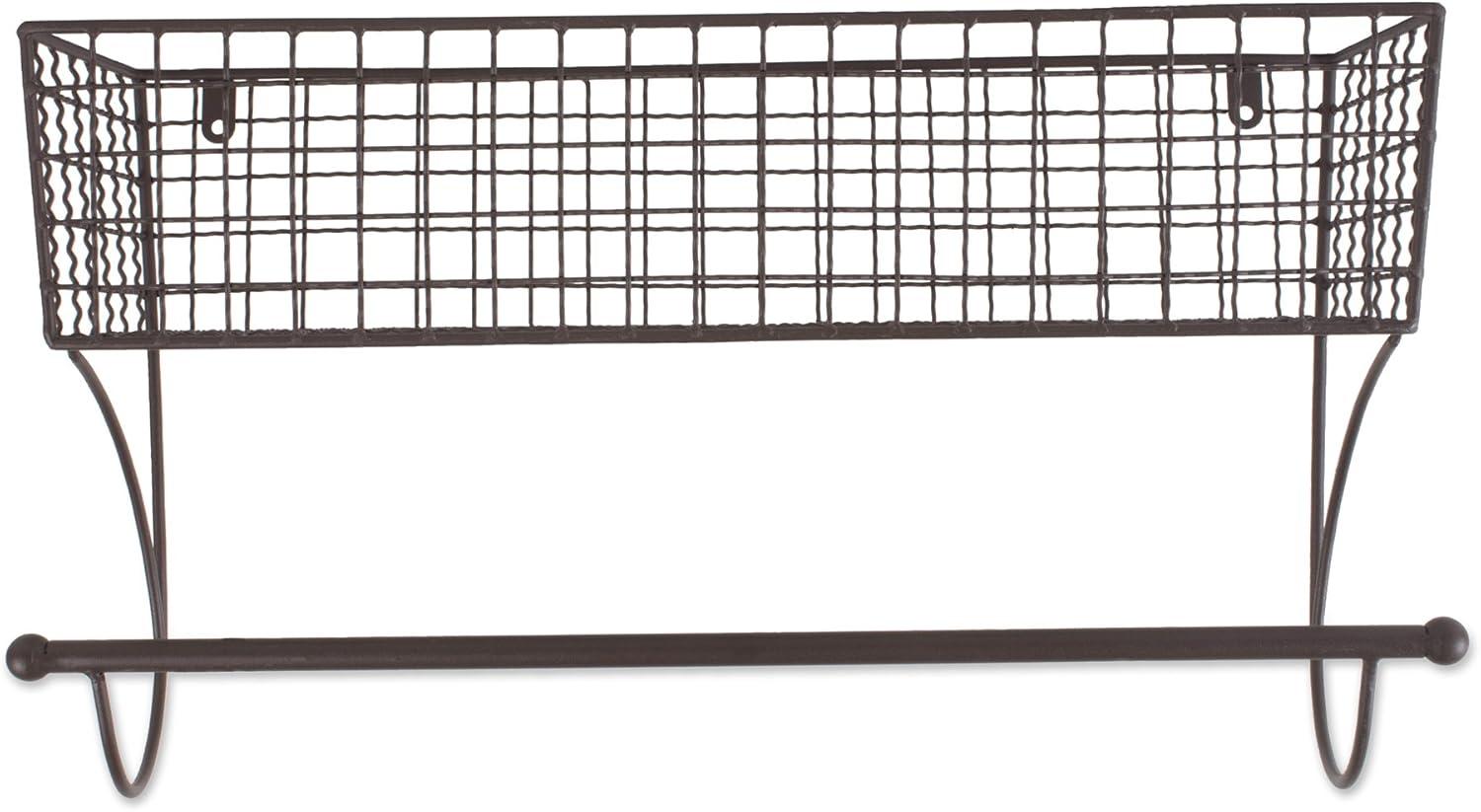 Large Rustic Bronze Metal Wall-Mounted Towel Rack