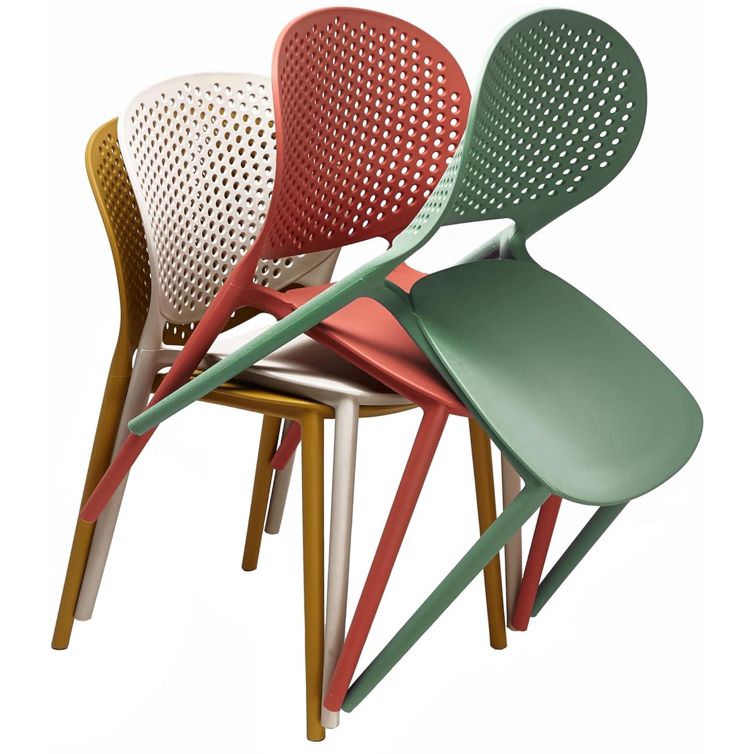 2xhome Set of 2 Modern Pool Patio Chairs, Contemporary Plastic Armless Dining Accent Side Chairs for Indoor or Outdoor Use, Teal